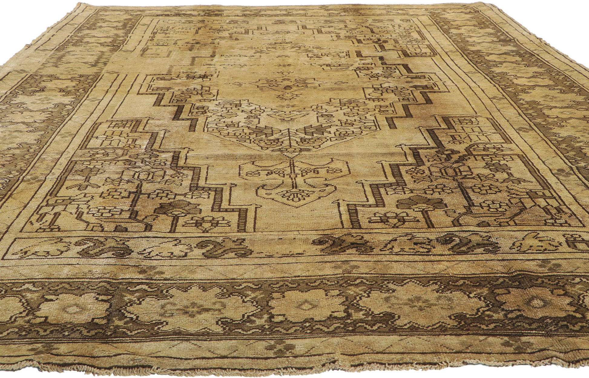 8 x 12 Vintage Turkish Oushak Rug 74073