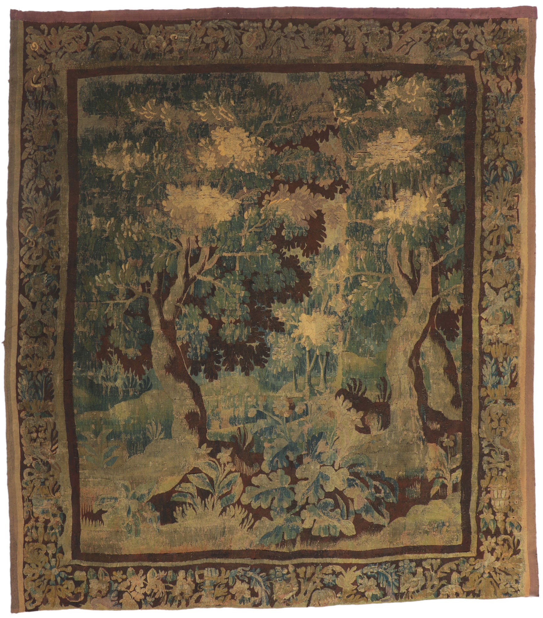 8 x 9 Antique French Verdure Tapestry 73146