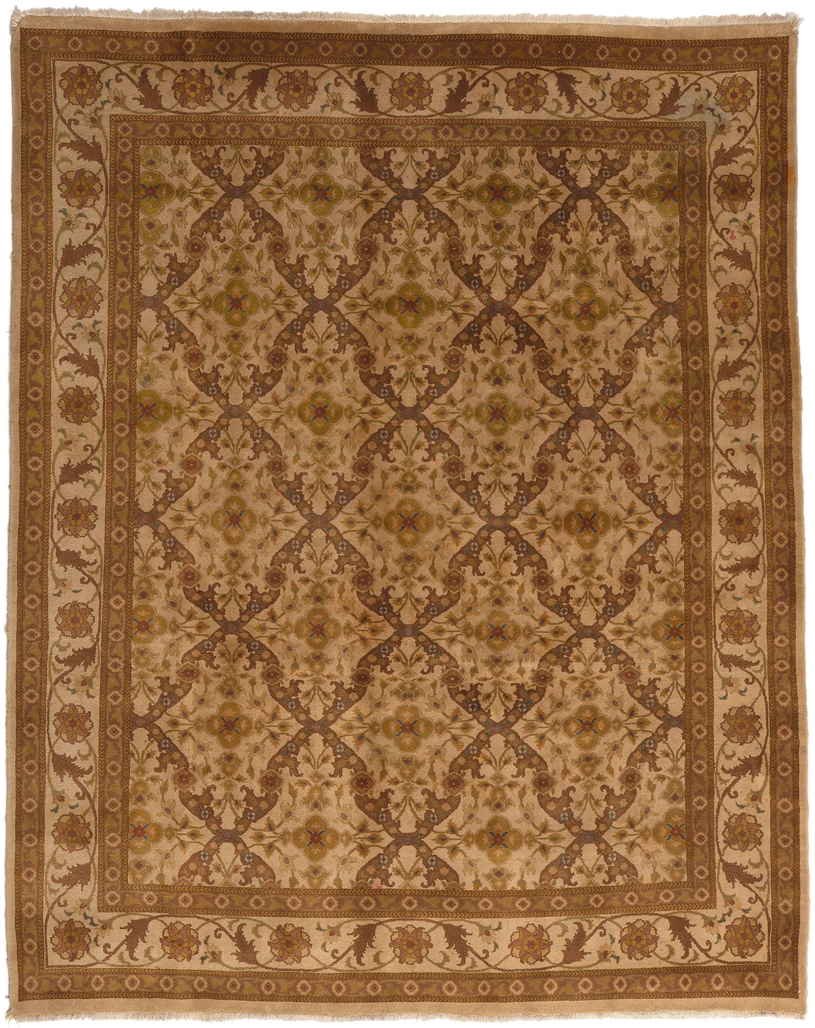 8 x 10 Vintage Earth-Tone Indian Rug 76900