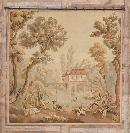 8 x 8 Antique French Aubusson Tapestry 78623