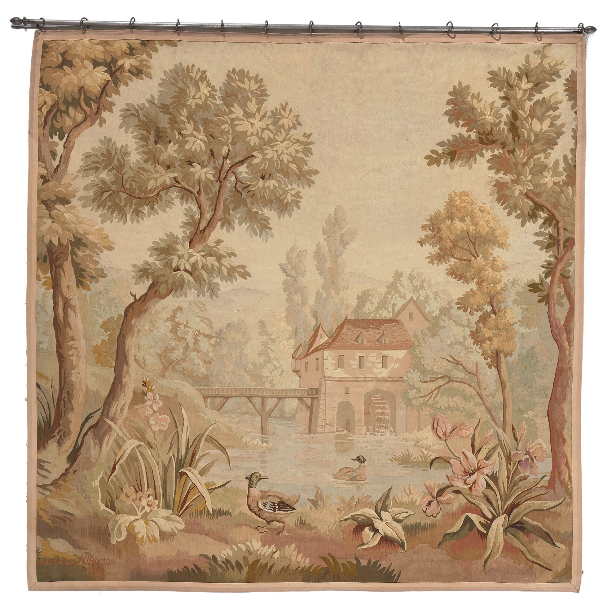 8 x 8 Antique French Aubusson Tapestry 78623