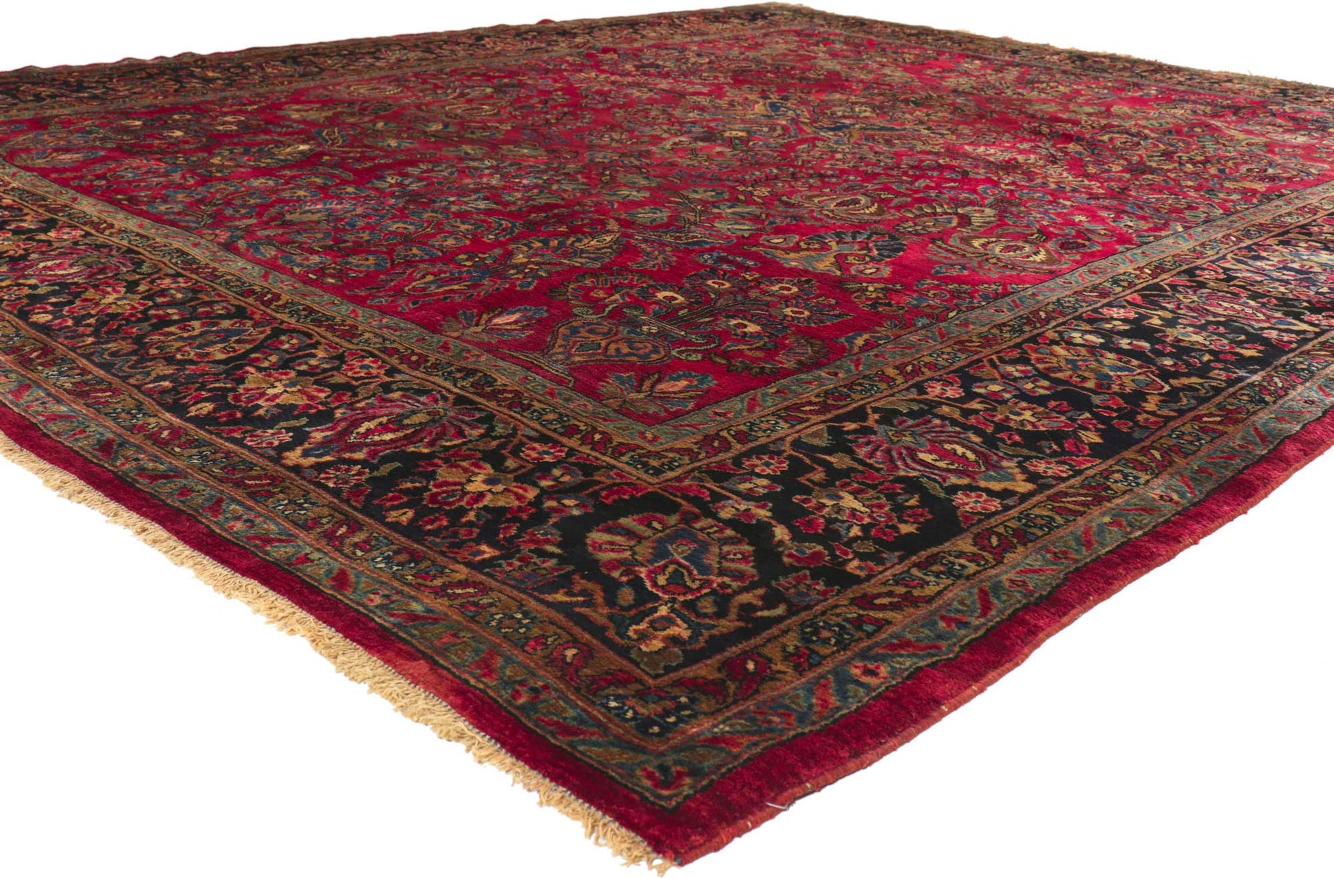 9 x 11 Antique Persian Mohajeran Sarouk Rug 77787