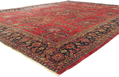 9 x 12 Antique Persian Mohajeran Sarouk Rug 78525