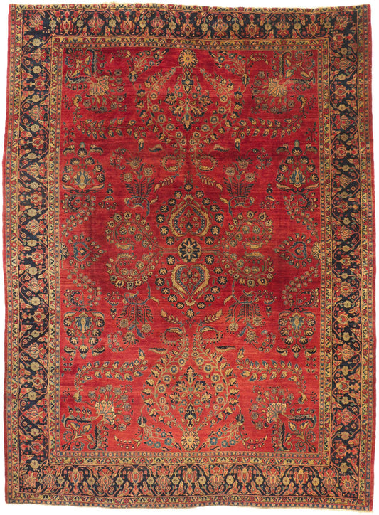 9 x 12 Antique Persian Mohajeran Sarouk Rug 78525