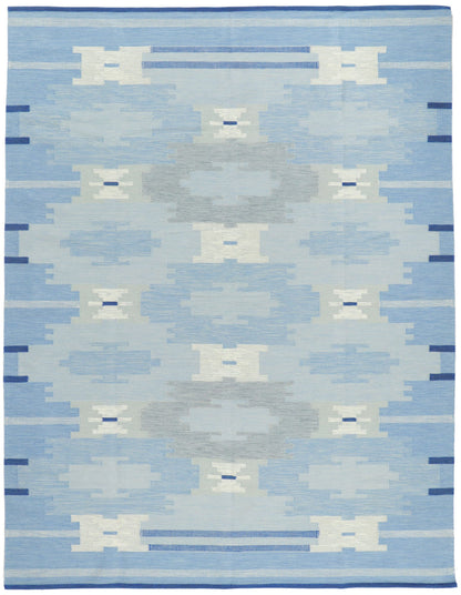 9 x 12 Sky Blue Swedish Inspired Kilim Rug 30967