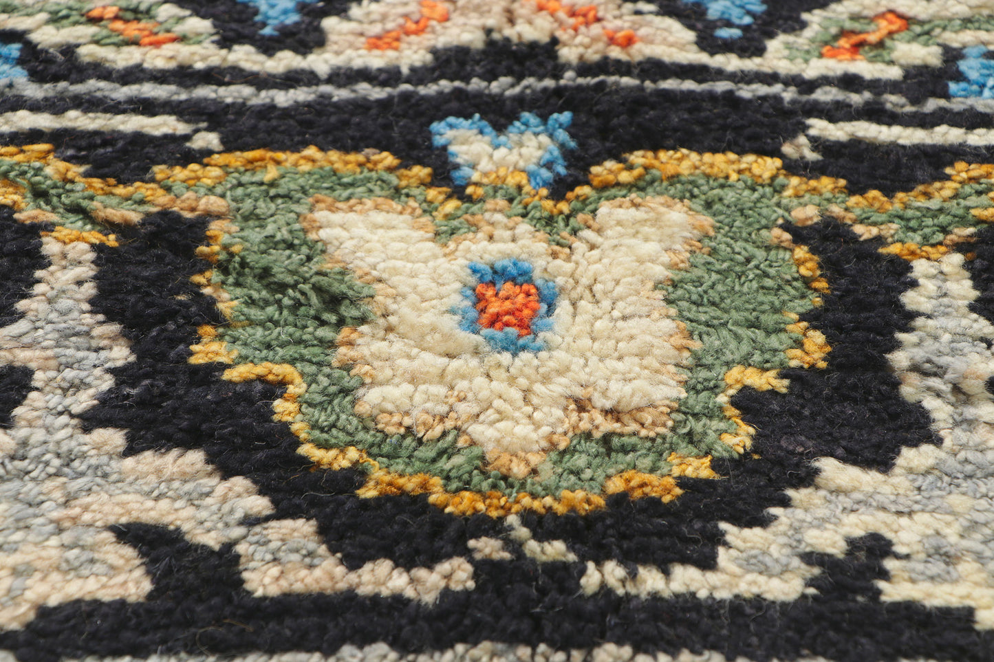 9 x 13 Colorful Black Oushak Rug 80400