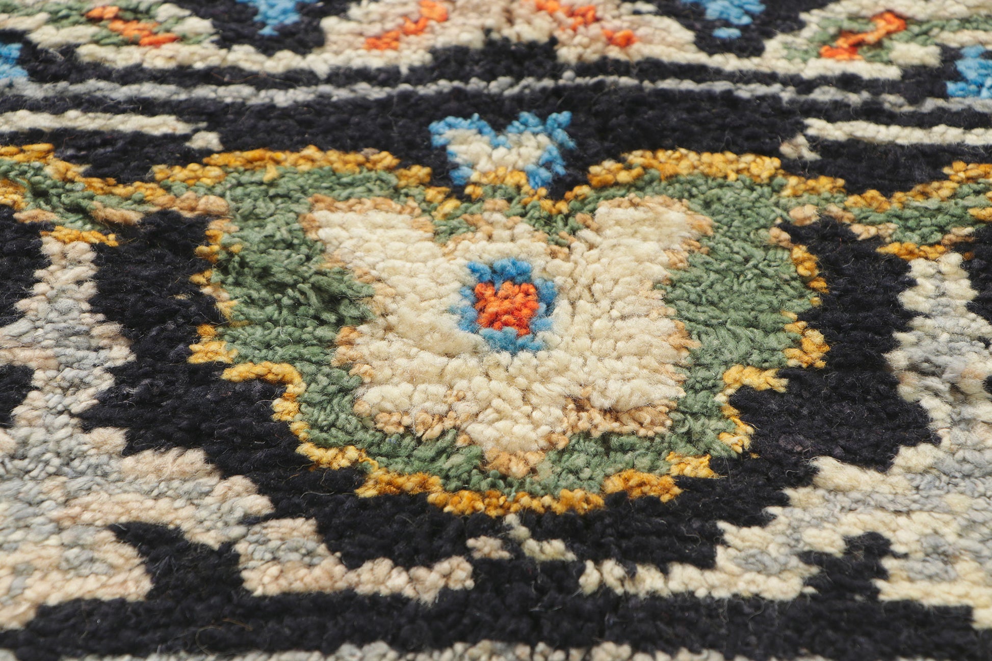 9 x 13 Colorful Black Oushak Rug 80400