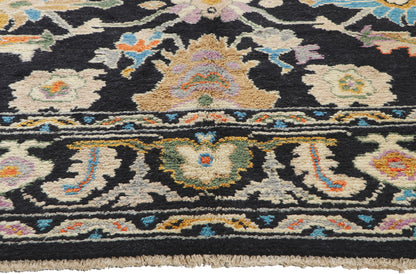 9 x 13 Colorful Black Oushak Rug 80400