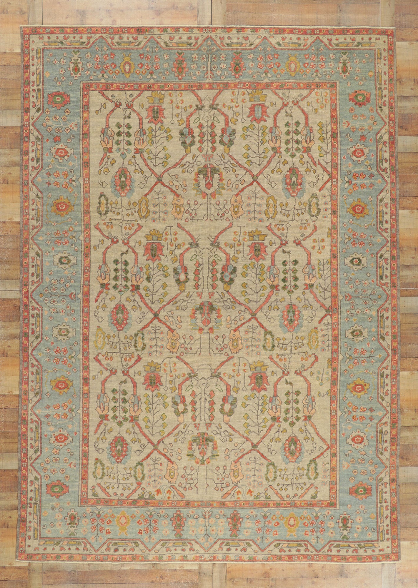 9 x 13 Colorful Turkish Oushak Rug 53862