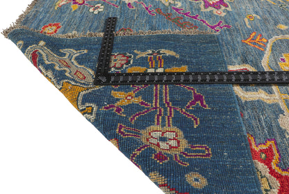 9 x 11 Colorful Blue Oushak Rug 80818