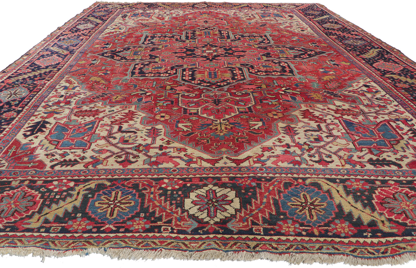 9 x 12 Antique Persian Heriz Rug 78308