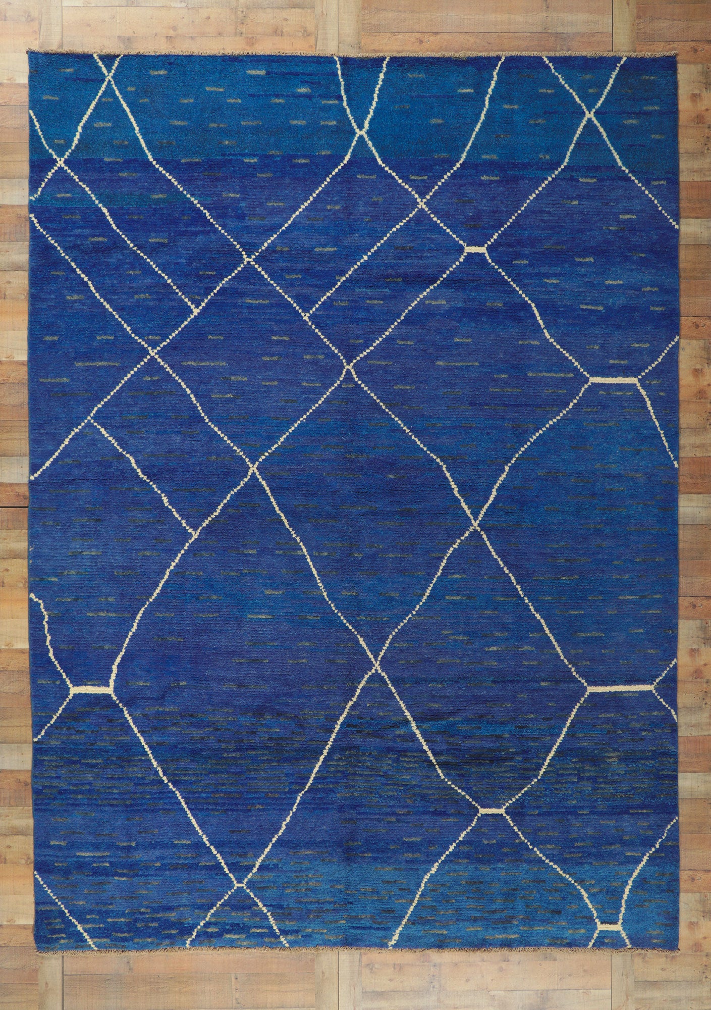 9 x 12 Modern Blue Moroccan Trellis Rug 80703