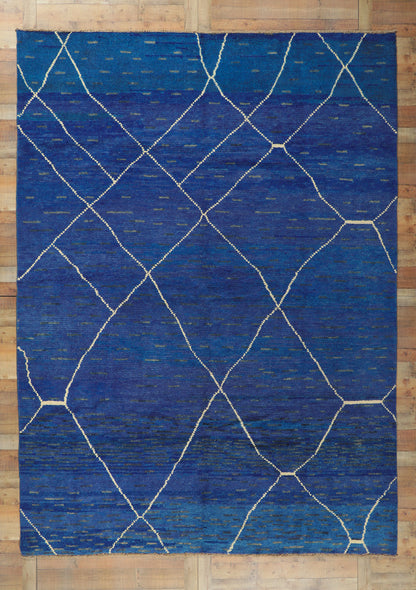 9 x 12 Modern Blue Moroccan Trellis Rug 80703