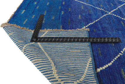 9 x 12 Modern Blue Moroccan Trellis Rug 80703