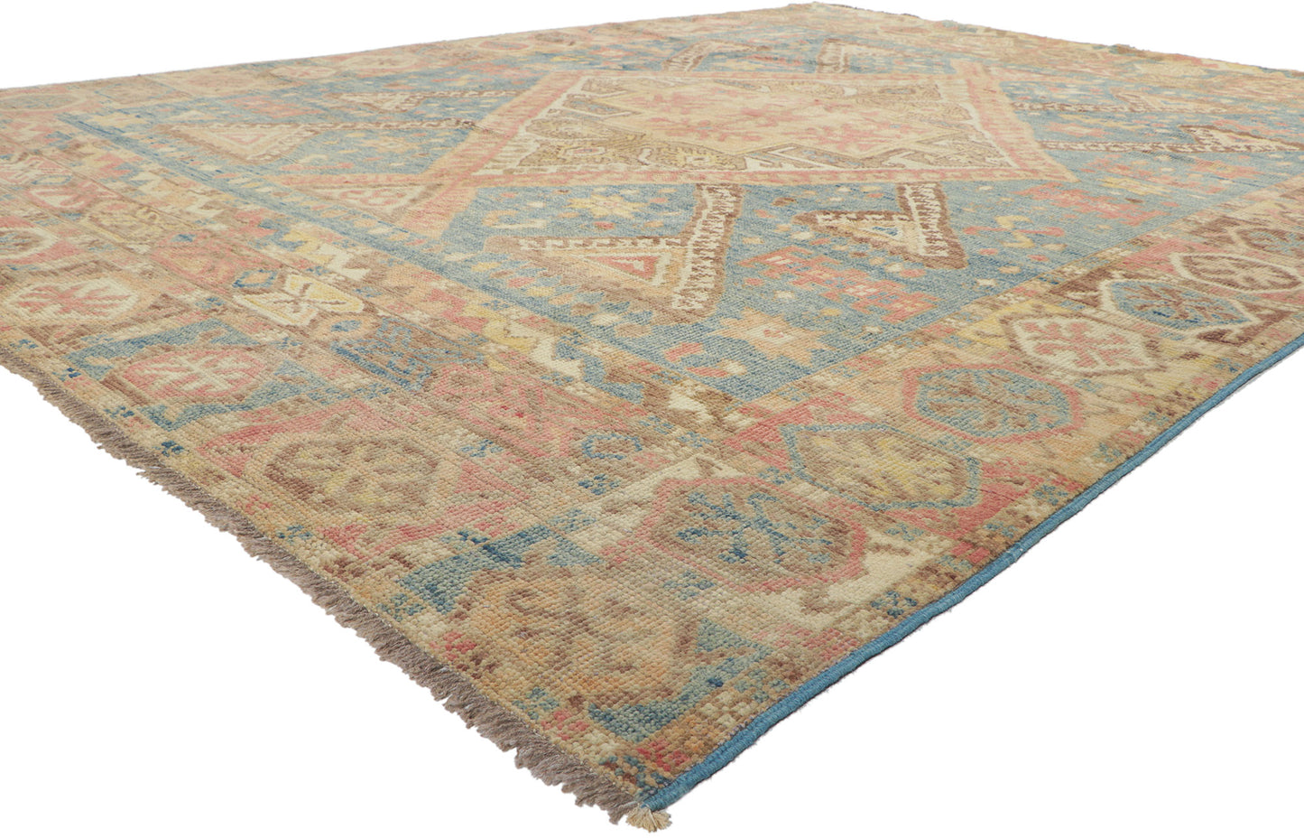 9 x 12 Colorful Blue Oushak Rug 80730