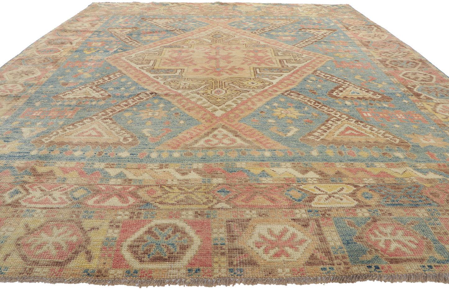 9 x 12 Colorful Blue Oushak Rug 80730