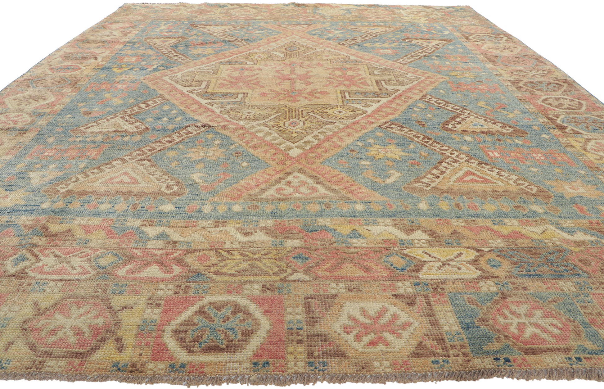 9 x 12 Colorful Blue Oushak Rug 80730