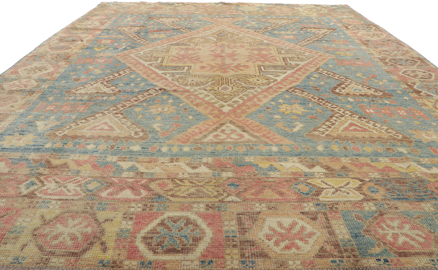 9 x 12 Colorful Blue Oushak Rug 80730
