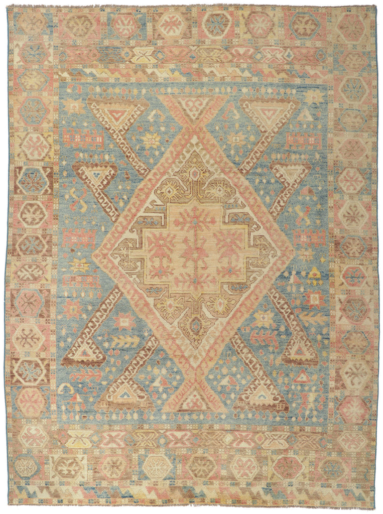 9 x 12 Colorful Blue Oushak Rug 80730