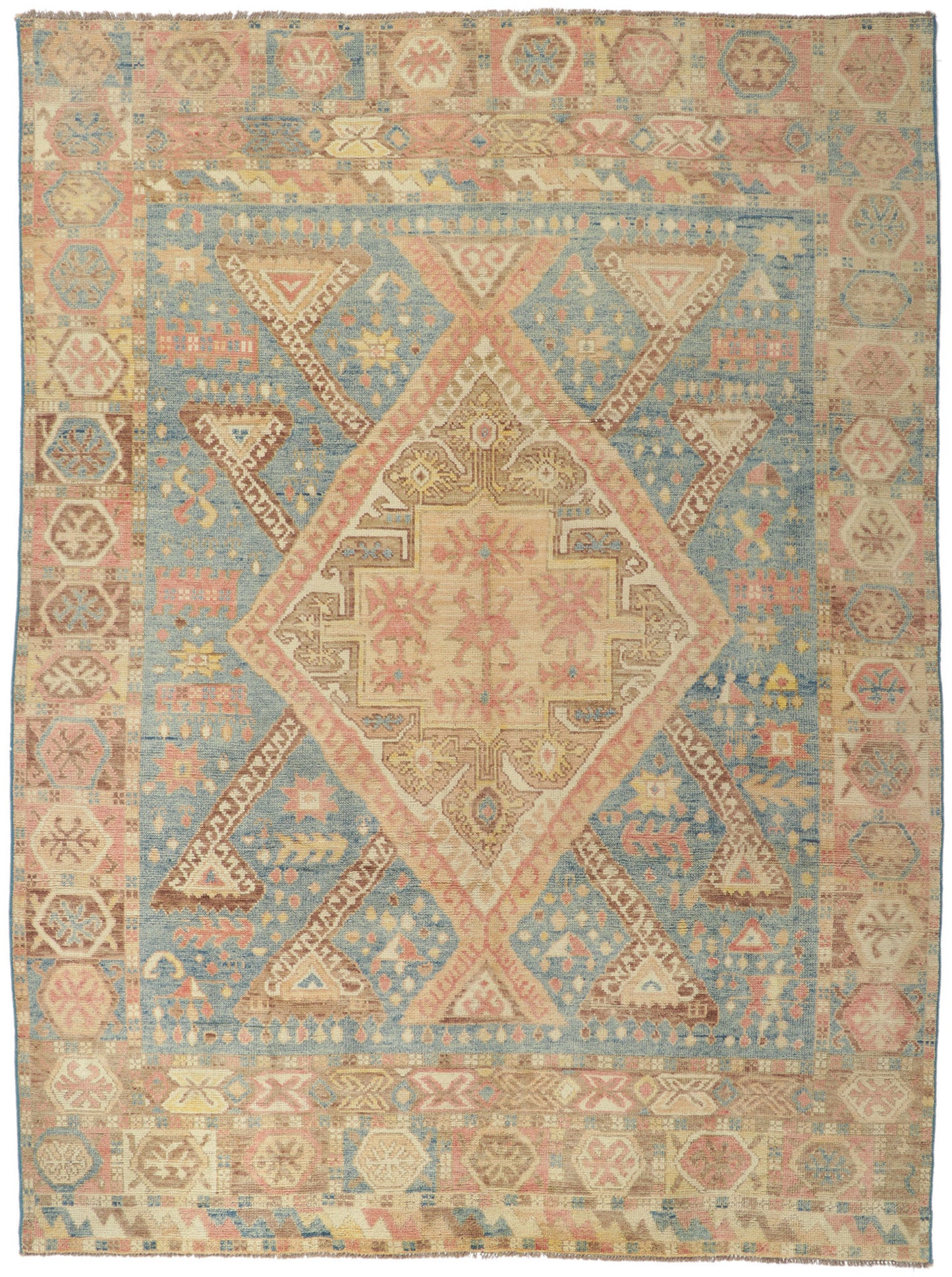 9 x 12 Colorful Blue Oushak Rug 80730