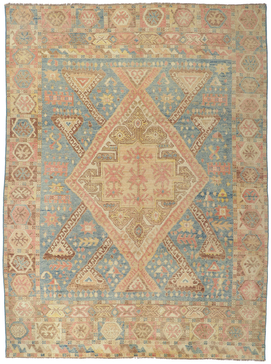 9 x 12 Colorful Blue Oushak Rug 80730