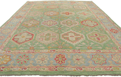 9 x 12 Colorful Green Oushak Rug 80734