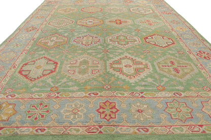 9 x 12 Colorful Green Oushak Rug 80734