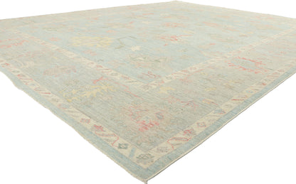9 x 12 Vintage-Inspired Blue Oushak Rug 80903