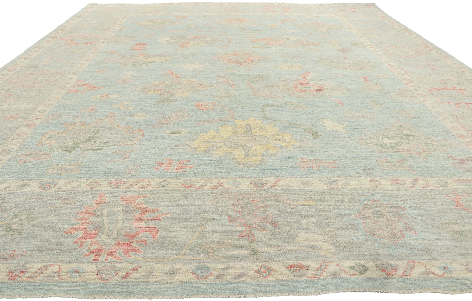 9 x 12 Vintage-Inspired Blue Oushak Rug 80903