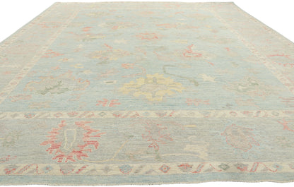 9 x 12 Vintage-Inspired Blue Oushak Rug 80903
