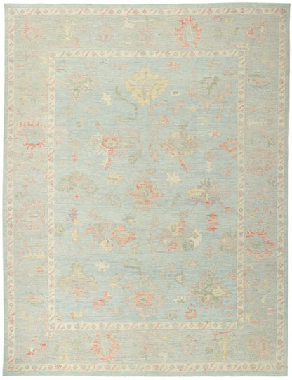 9 x 12 Vintage-Inspired Blue Oushak Rug 80903
