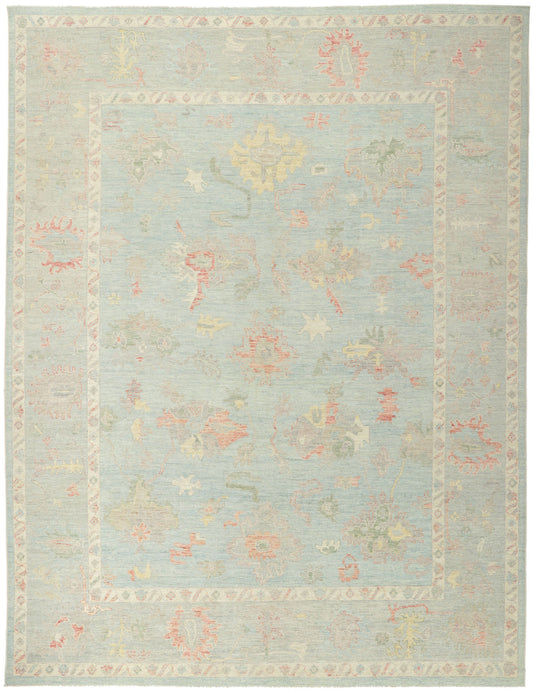 9 x 12 Vintage-Inspired Blue Oushak Rug 80903