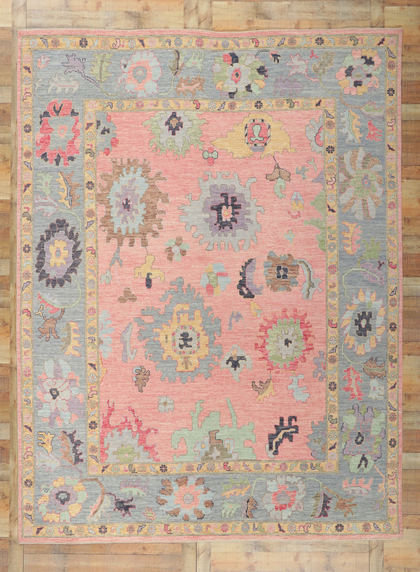 9 x 12 Colorful Pink Oushak Rug 80910