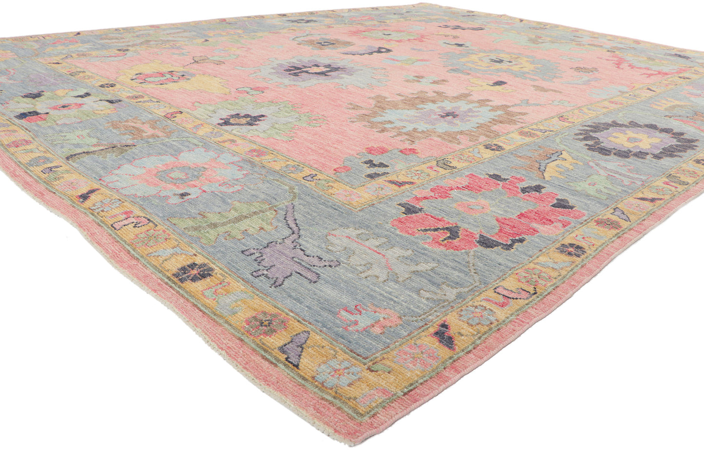 9 x 12 Colorful Pink Oushak Rug 80910
