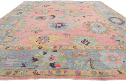 9 x 12 Colorful Pink Oushak Rug 80910