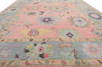 9 x 12 Colorful Pink Oushak Rug 80910