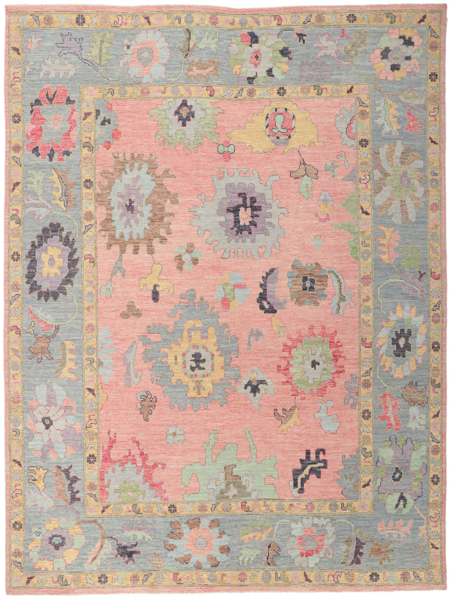 9 x 12 Colorful Pink Oushak Rug 80910