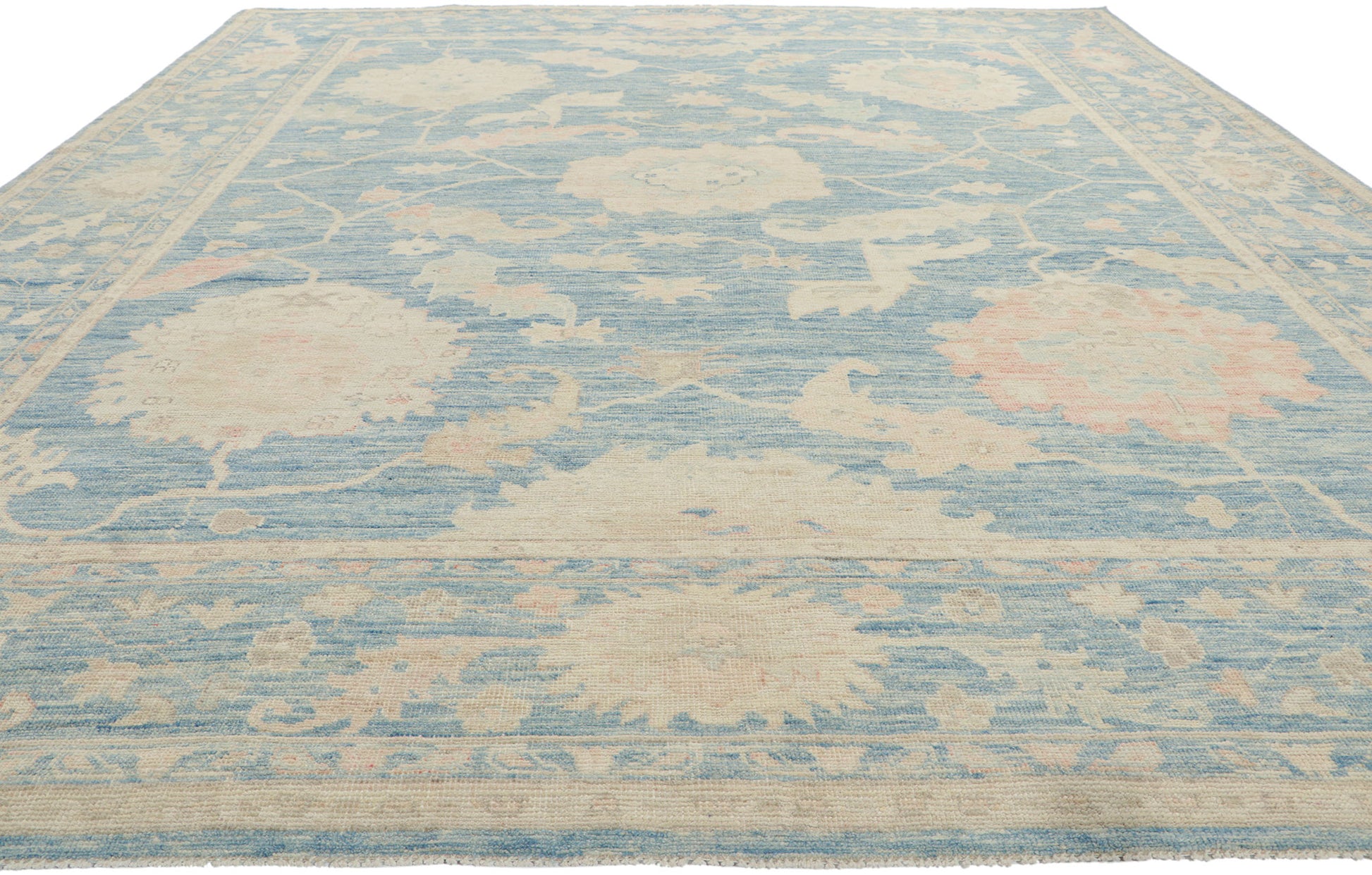 9 x 12 Colorful Blue Oushak Rug 80917