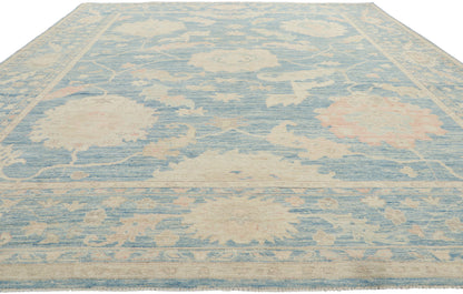 9 x 12 Colorful Blue Oushak Rug 80917