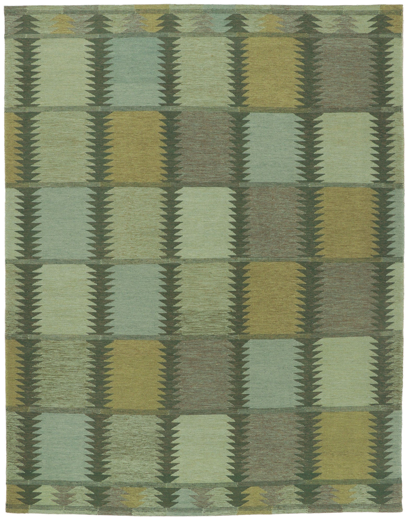 9 x 12 Scandinavian Modern Green Swedish Inspired Kilim Rug 30842