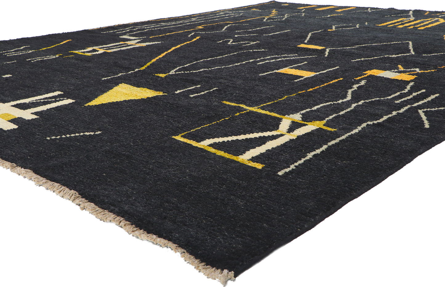 9 x 13 Modern Black Moroccan Area Rug 80707