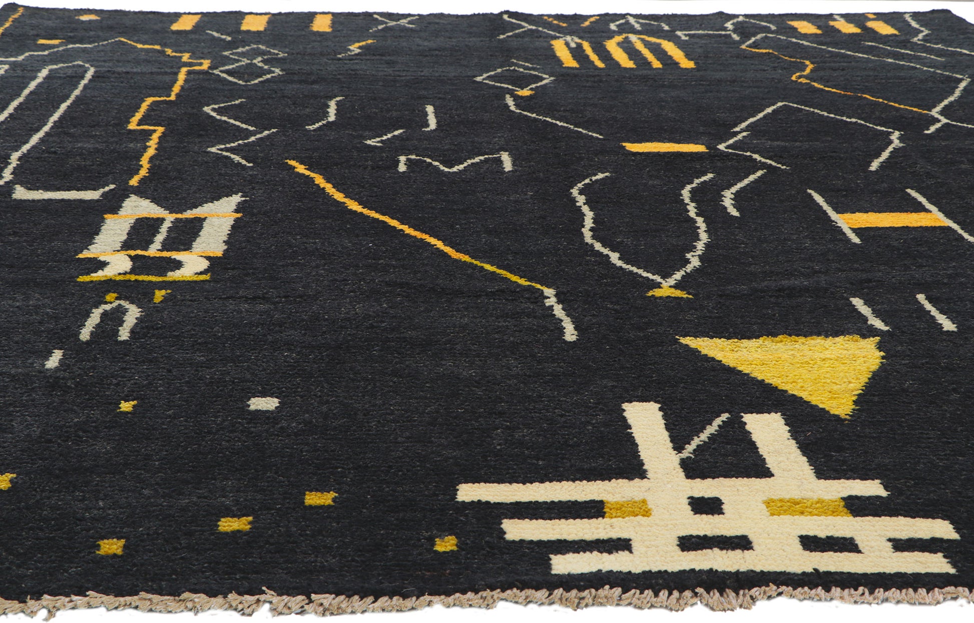 9 x 13 Modern Black Moroccan Area Rug 80707