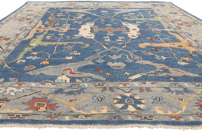 9 x 11 Colorful Blue Oushak Rug 80990