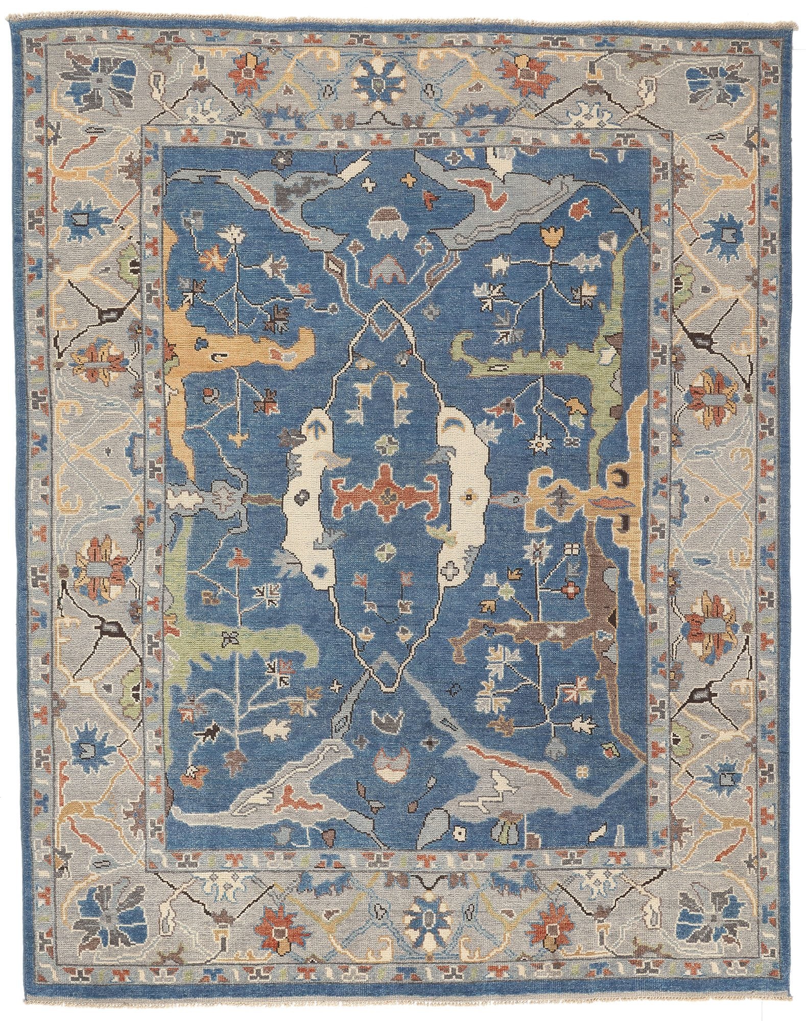 9 x 11 Colorful Blue Oushak Rug 80990