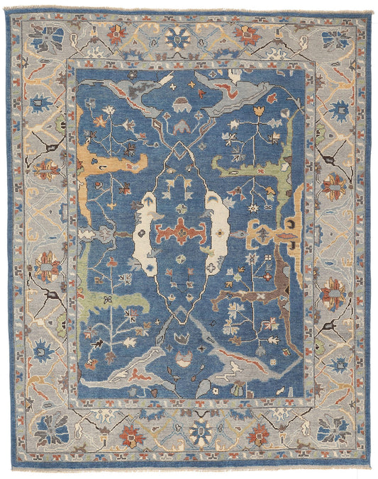 9 x 11 Colorful Blue Oushak Rug 80990