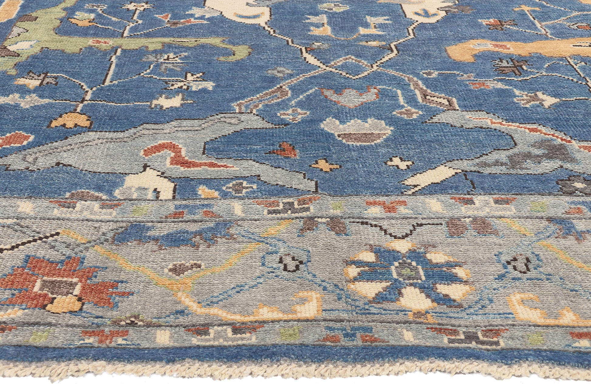 9 x 11 Colorful Blue Oushak Rug 80990