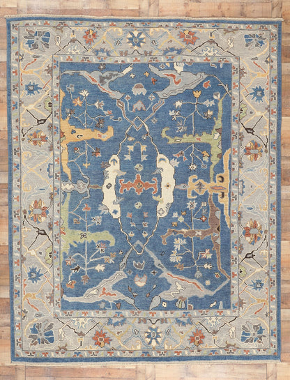 9 x 11 Colorful Blue Oushak Rug 80990