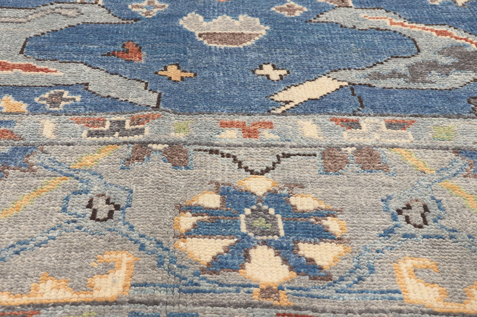 9 x 11 Colorful Blue Oushak Rug 80990