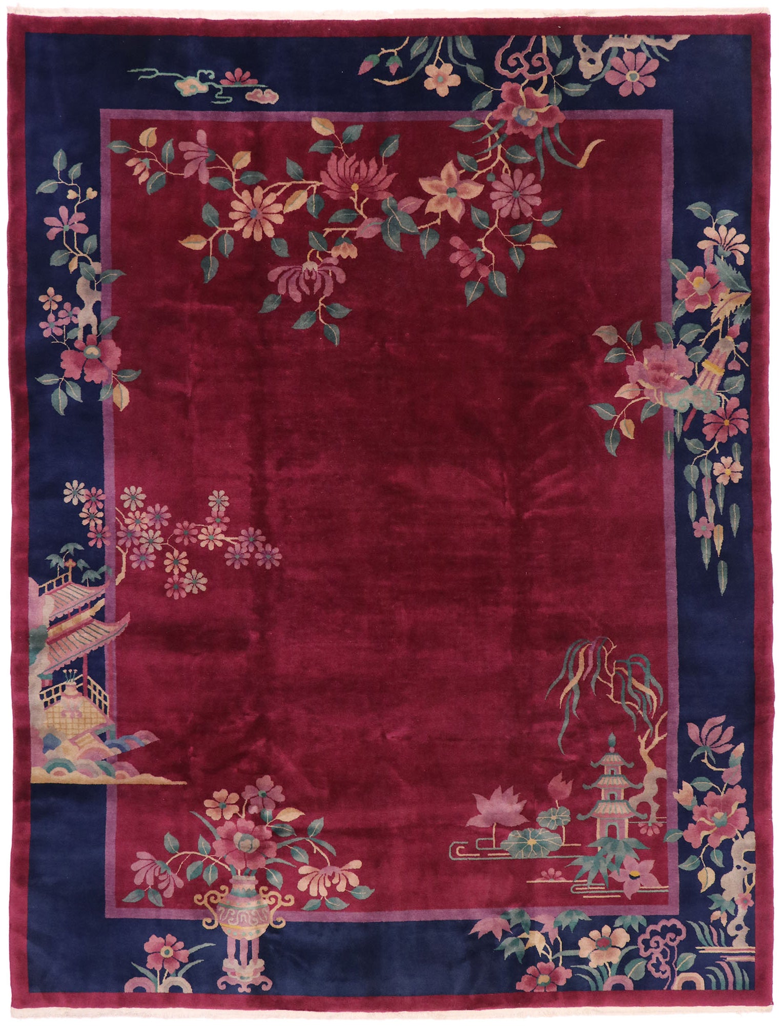 9 x 11 Antique Chinese Art Deco Rug 77450