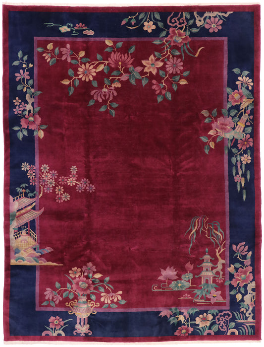 9 x 11 Antique Chinese Art Deco Rug 77450